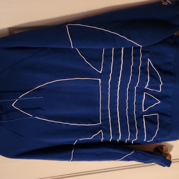 Adidas Original Men's Big Trefoil Out Pull Over Hoody - Blue/White - Siz… - Picture 4 of 5